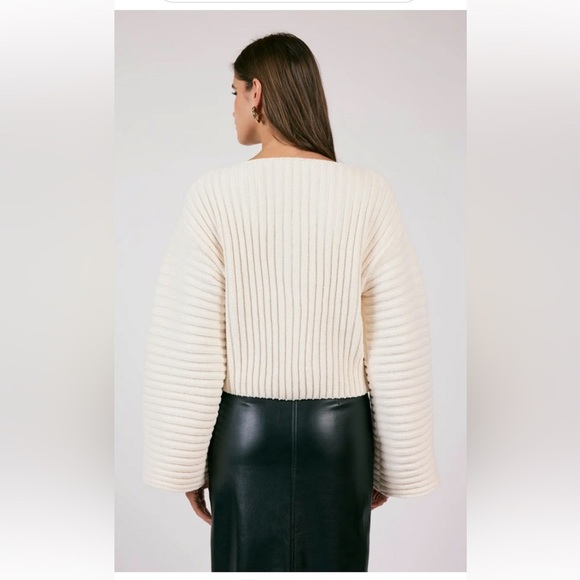 Sage The Label Greater Good Boat Neck Ribbed Sweater in Red Women's Size S - Picture 3 of 12